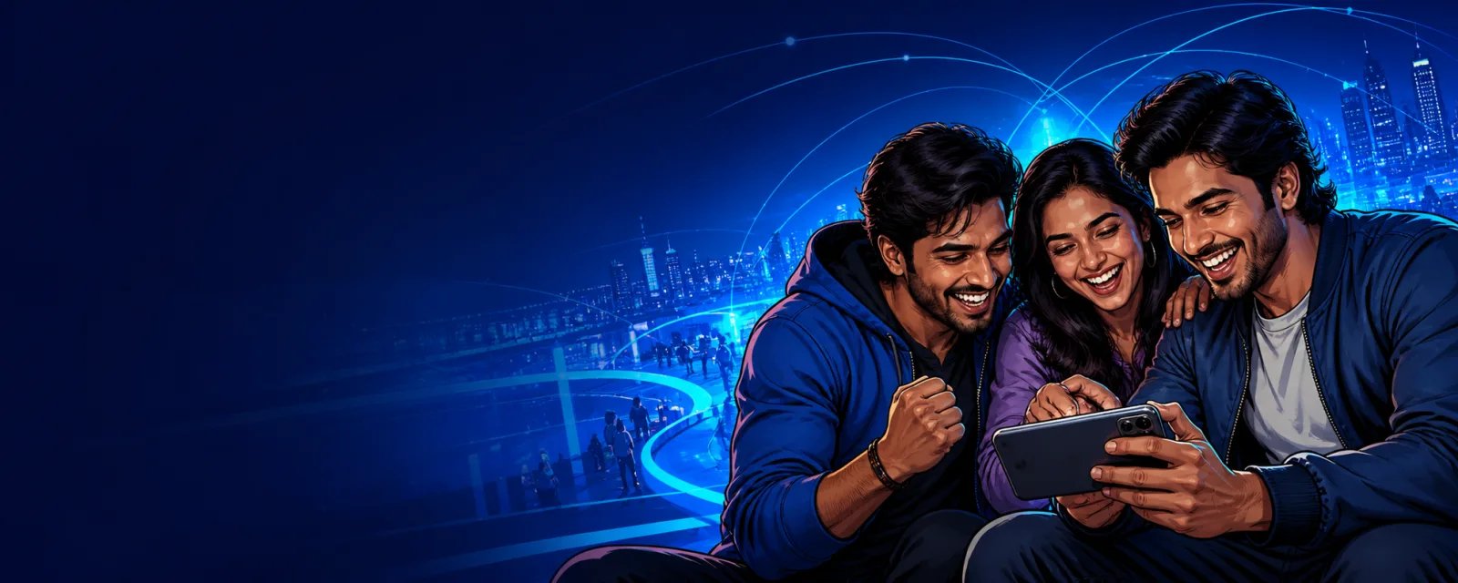 Friends enjoying mobile games together